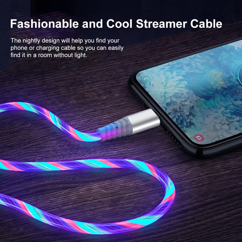 Lysende USB-C og Micro Hurtigopladerkabel
