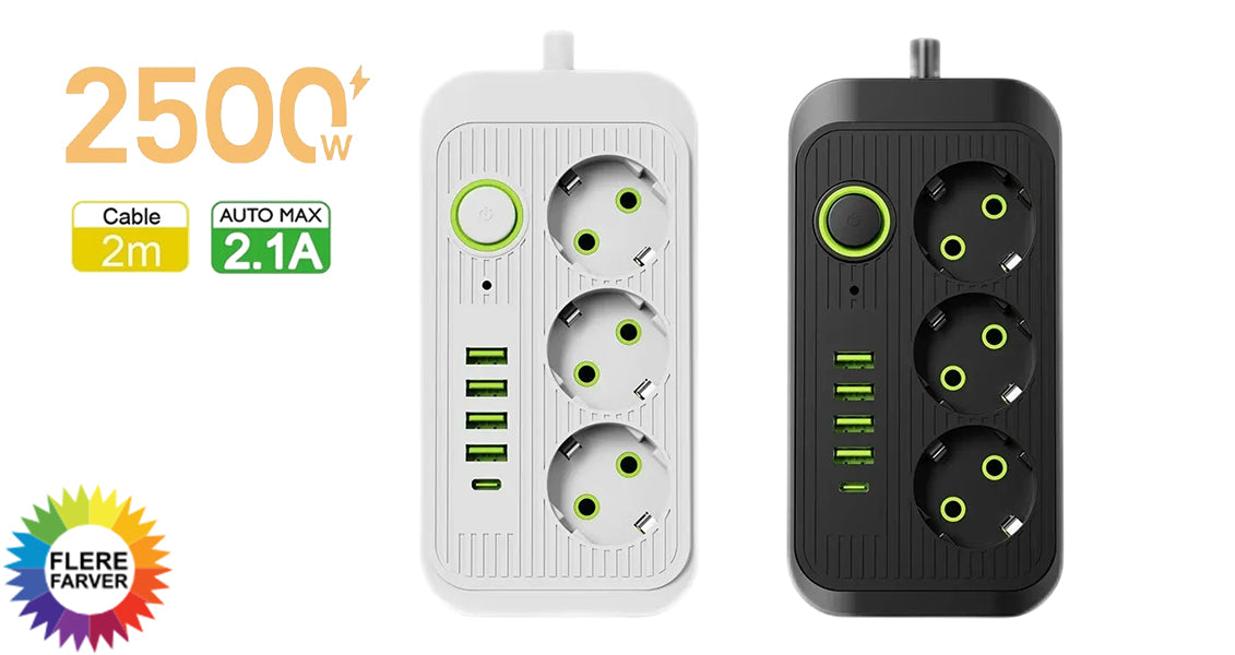 Strømskinne med USB og Udtag