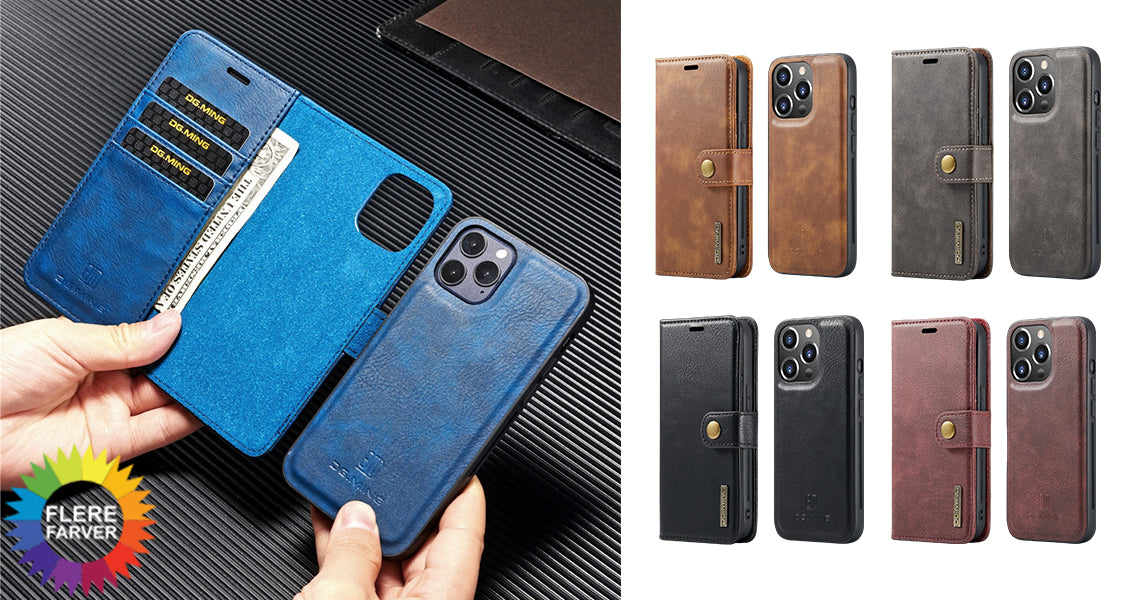 Alsidigt Læderpung iPhone-Etui (iPhone X - iPhone 16 Pro Max)