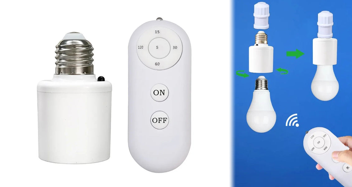 Trådløs E27 Lampefatning med Timer