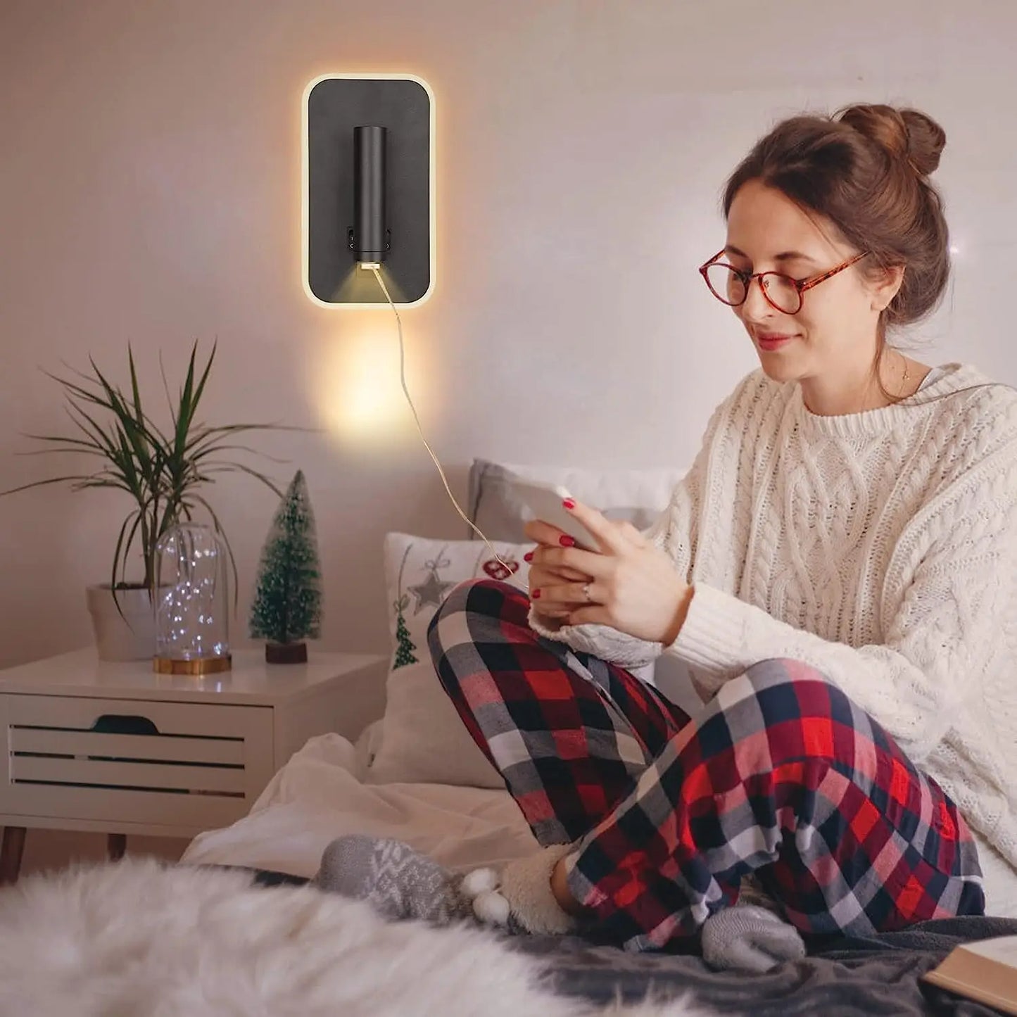Vægmonteret LED-Lampe med USB-Port