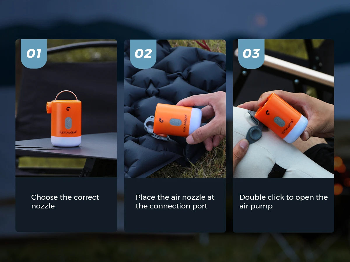Multifunktionel Vandtæt Luftpumpe til Camping - Luftpumpe, Campinglys, Nødstrømforsyning