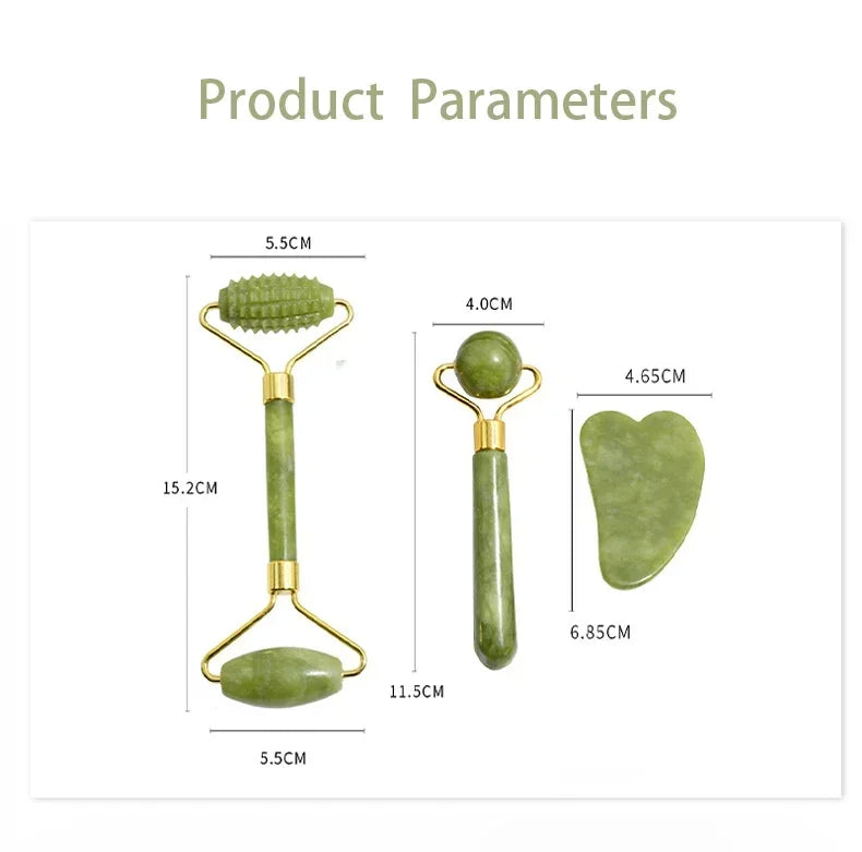 Premium Naturlig Jade Gua Sha-Rulle Til Ansigt Og Hals – Revitalisér, form og berolig din hud med en blid, kølende massage