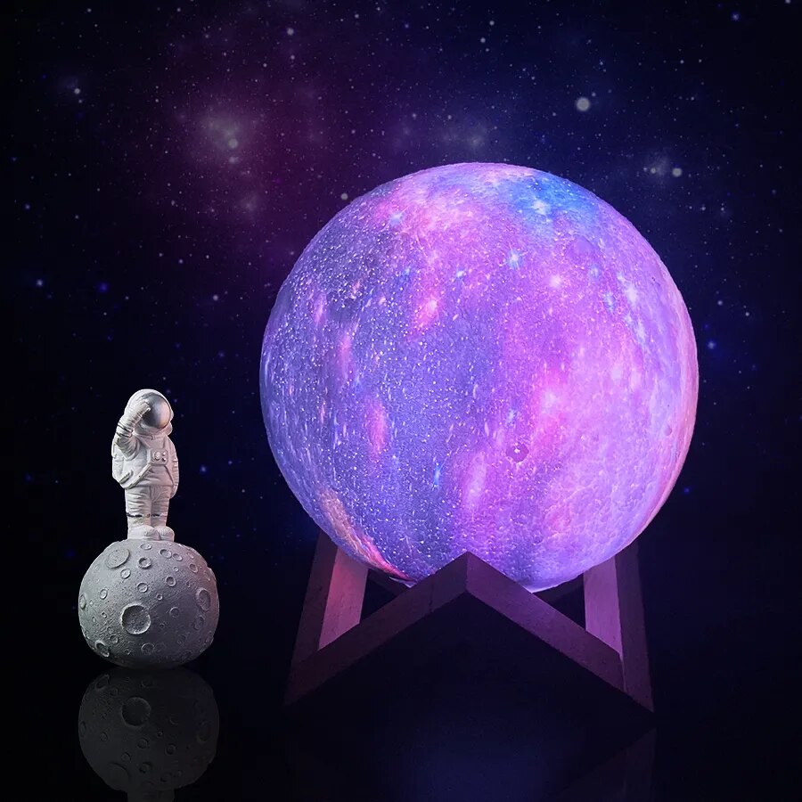 Genopladelig 3D Månelampe med Fjernbetjening - Vælg Mellem 6 Størrelser
