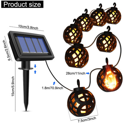 Vandtætte Solcelledrevne Lanterner med 8 Hængende LED-Kugler