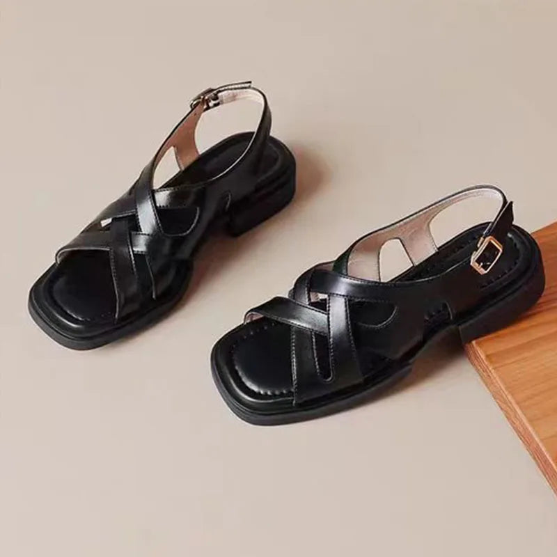 Lavhælede Sandaler med Firkantet Tå til Kvinder