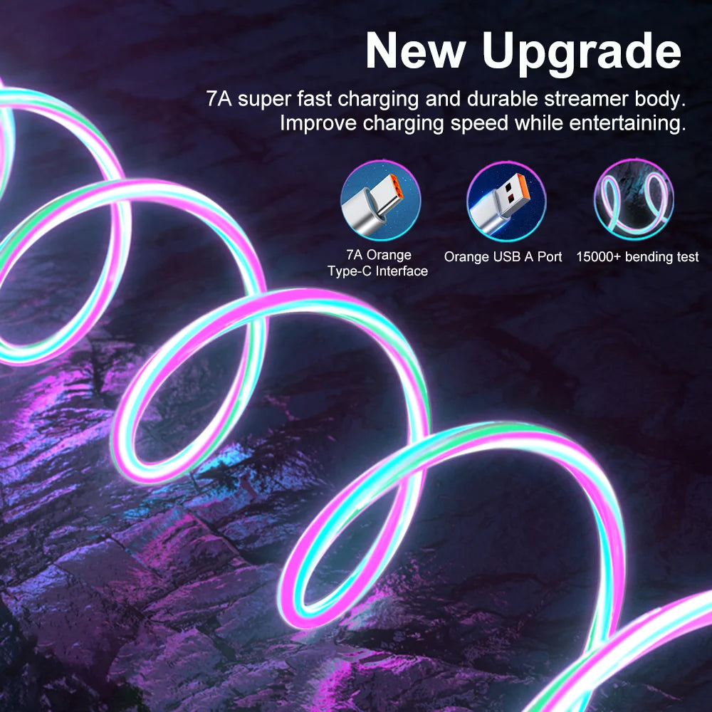 Lysende USB-C og Micro Hurtigopladerkabel