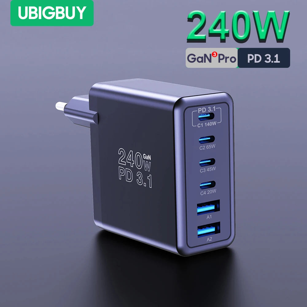 240W GaN Hurtig USB-C Oplader