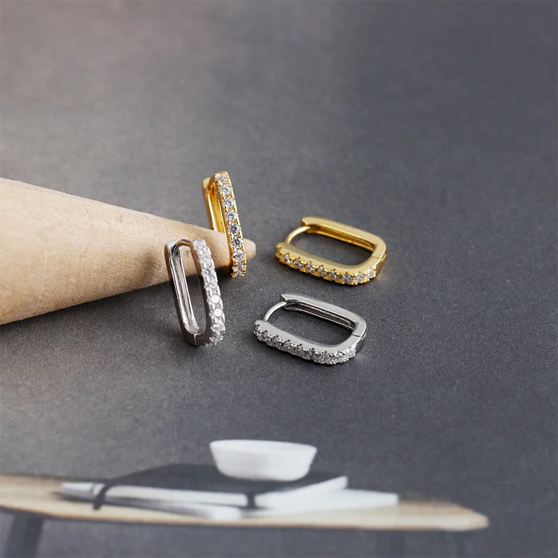 Elegante Firkantede Zirconia Hoop Øreringe