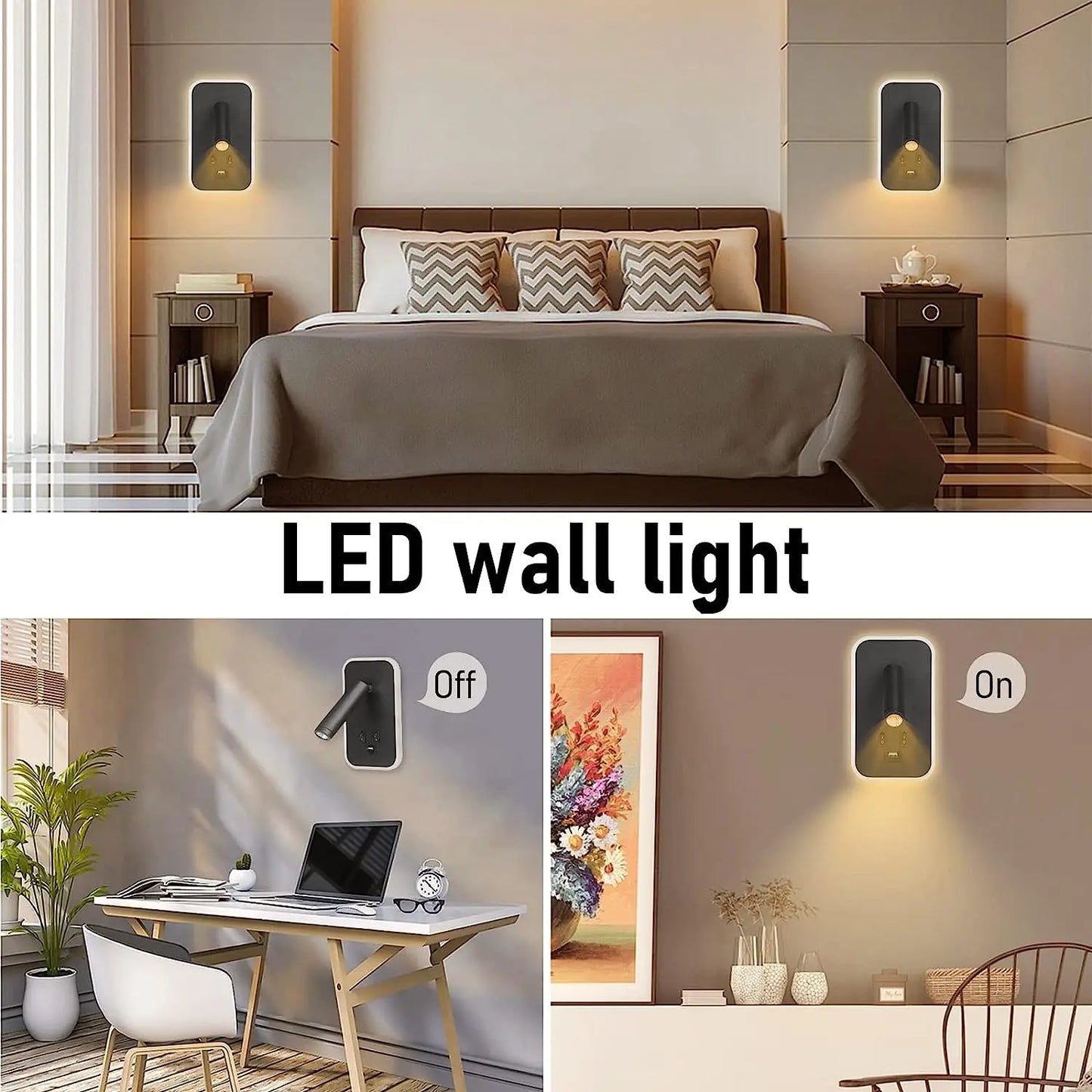 Vægmonteret LED-Lampe med USB-Port