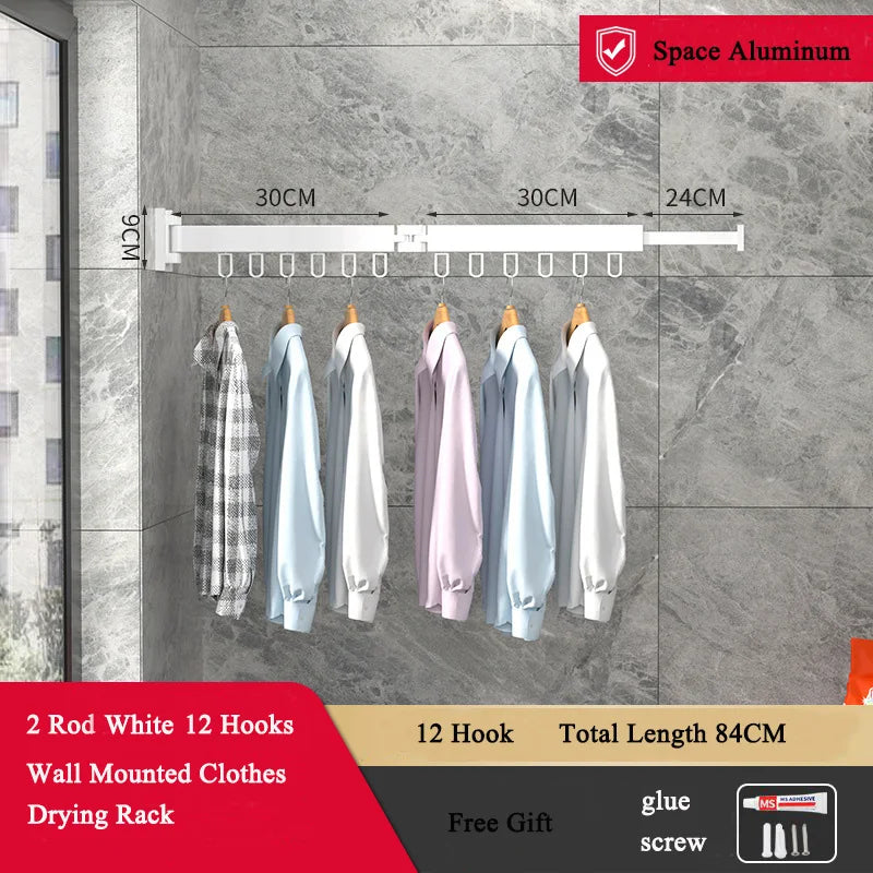 Foldbar Vægmonteret Tøjstativ