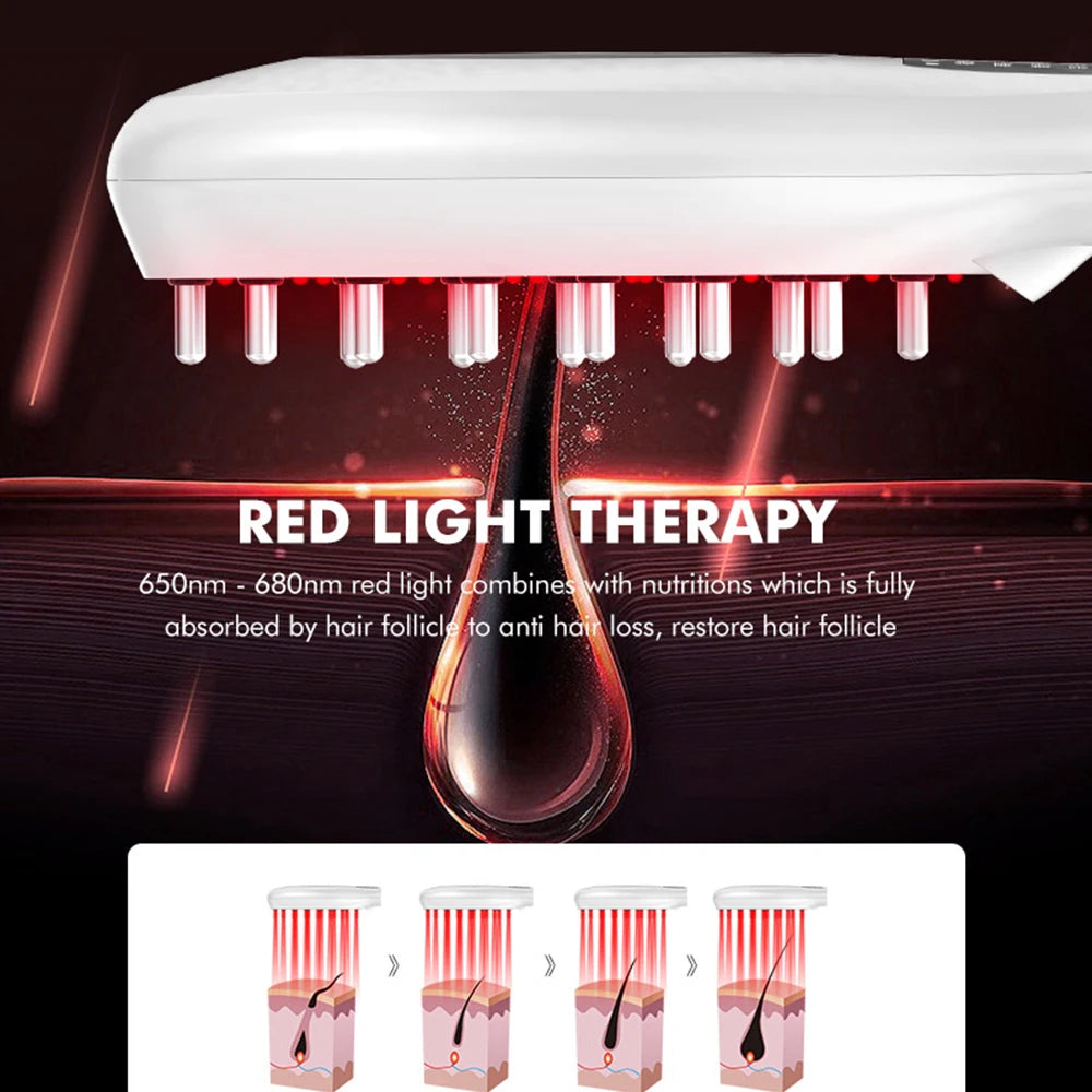 Elektrisk Hårkam Massageapparat med Rødt Lysterapi til Fremme af Hårvækst