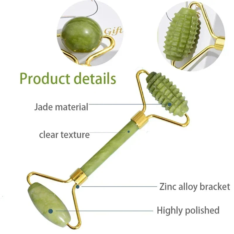 Premium Naturlig Jade Gua Sha-Rulle Til Ansigt Og Hals – Revitalisér, form og berolig din hud med en blid, kølende massage