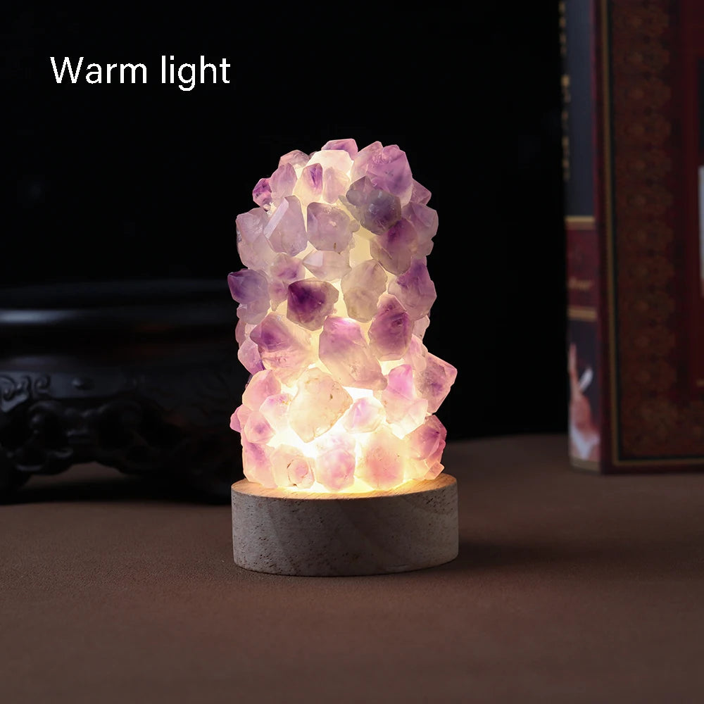 USB Ametyst Krystal Dekorationsnatlampe