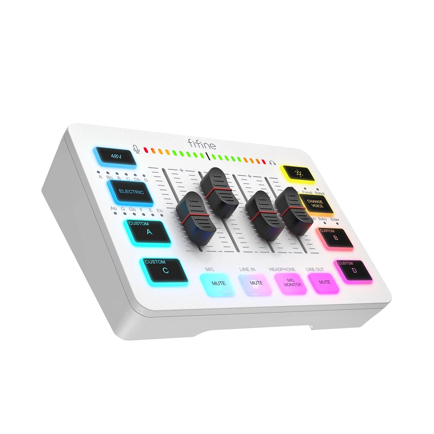 4-Kanals Gaming-Lydmixer med XLR-Mikrofon