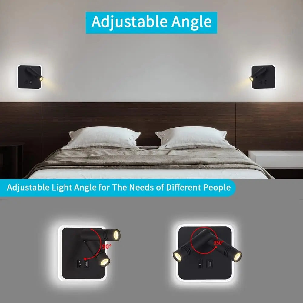 Vægmonteret LED-Lampe med USB-Port