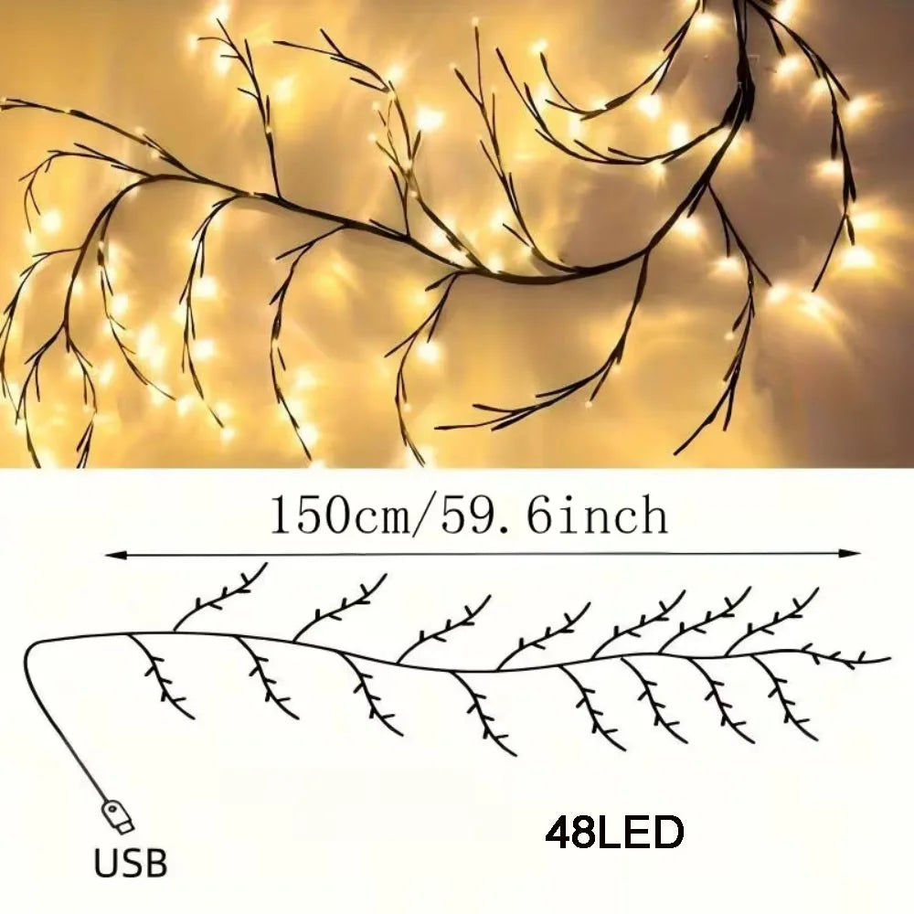 LED-Lyskæde med Pilegrene og 8 Lystilstande