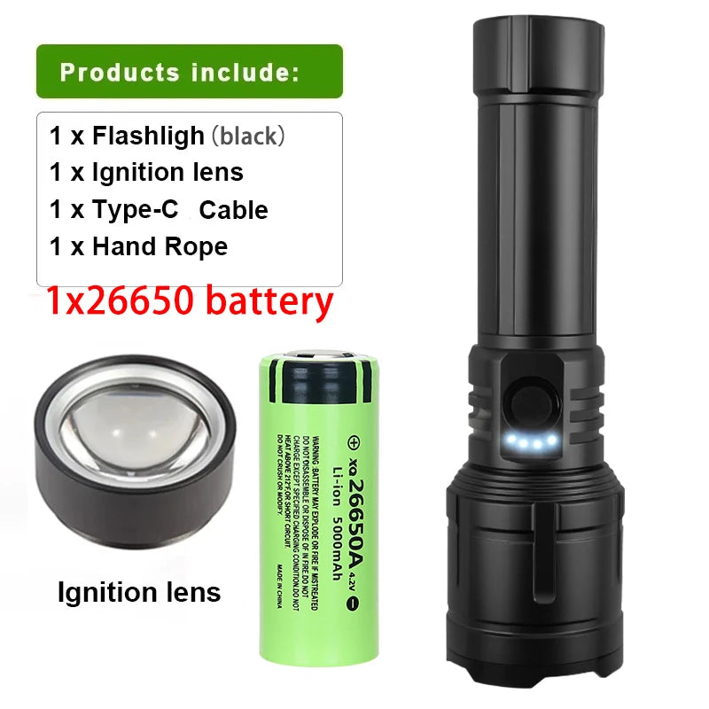 3-i-1 Genopladelig Lommelygte, Lighter & Powerbank