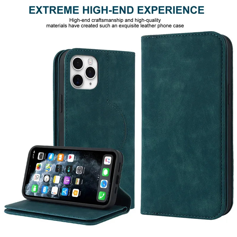 Magnetisk Læder Pung Cover til iPhone