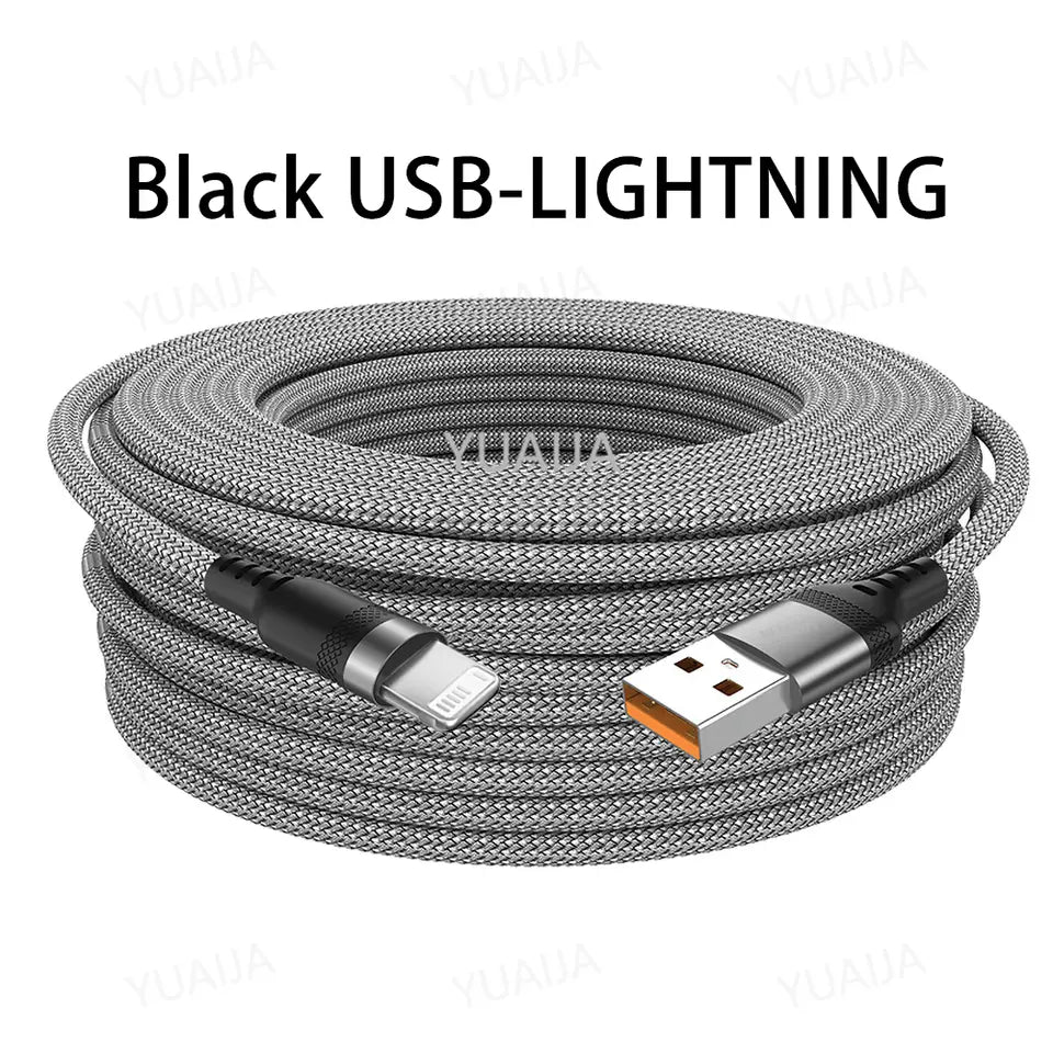 6A Hurtigopladning USB-Kabel - Lightning, Type C og Micro