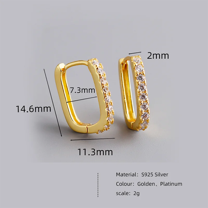 Elegante Firkantede Zirconia Hoop Øreringe