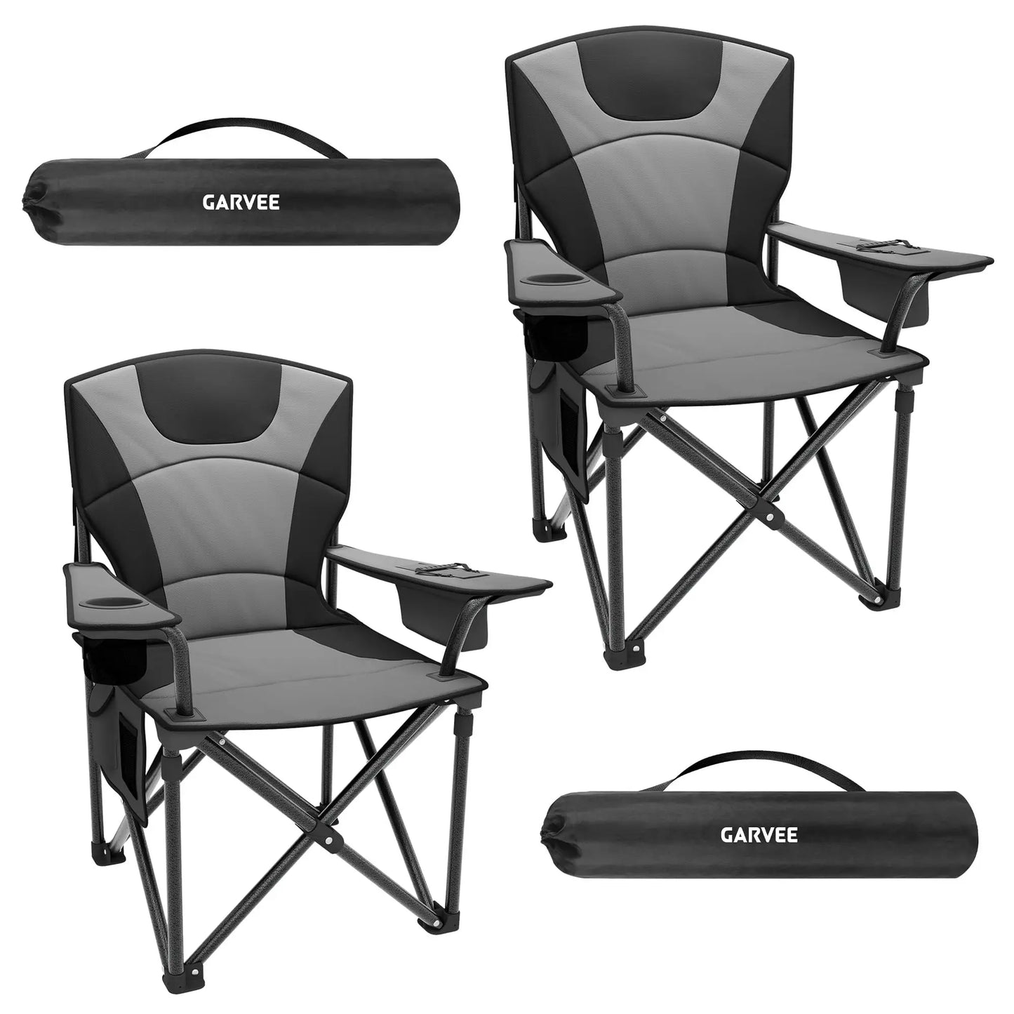 Ekstra Bred Foldbar Campingstol med Kopholder