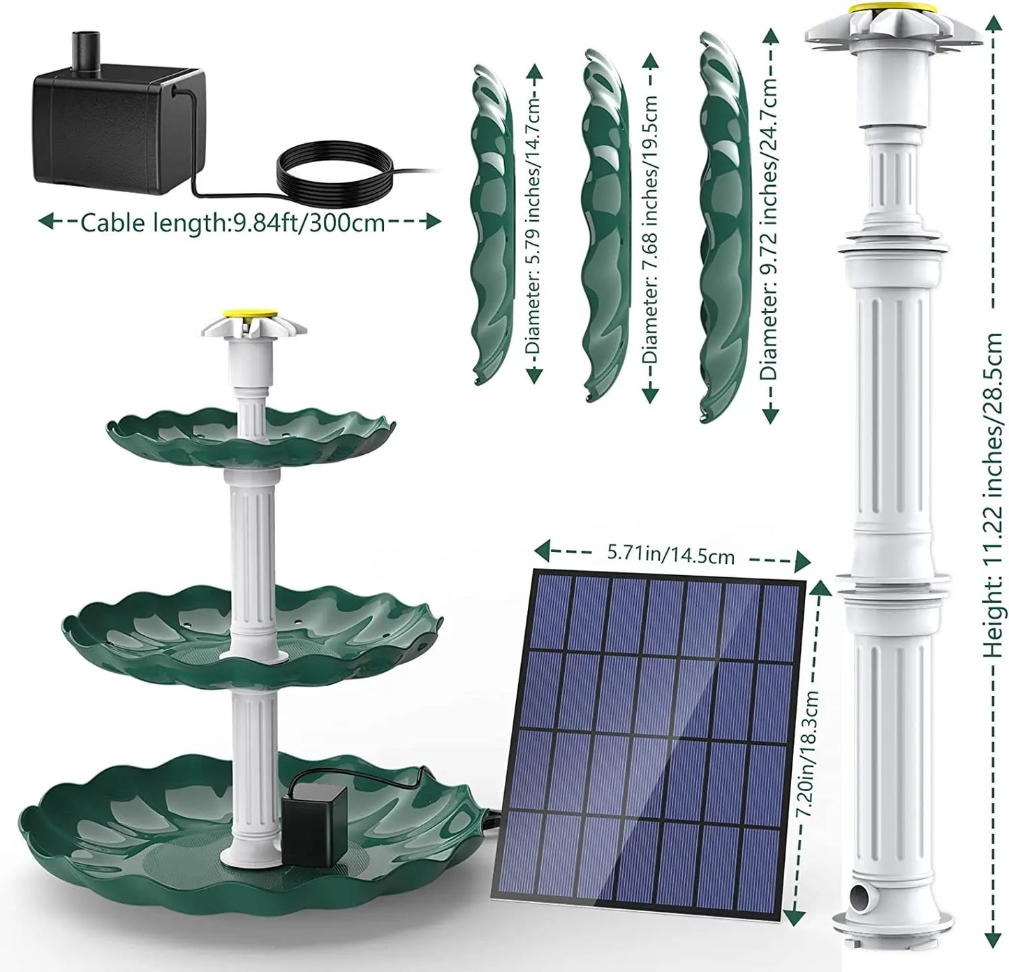 3 Lagdelt Solar Springvand