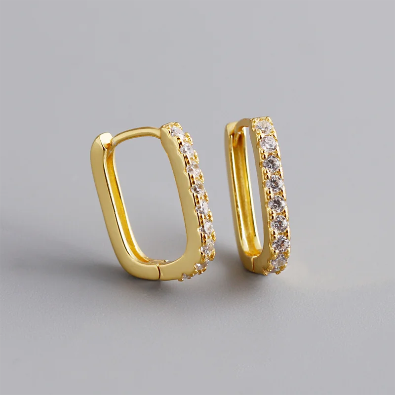 Elegante Firkantede Zirconia Hoop Øreringe