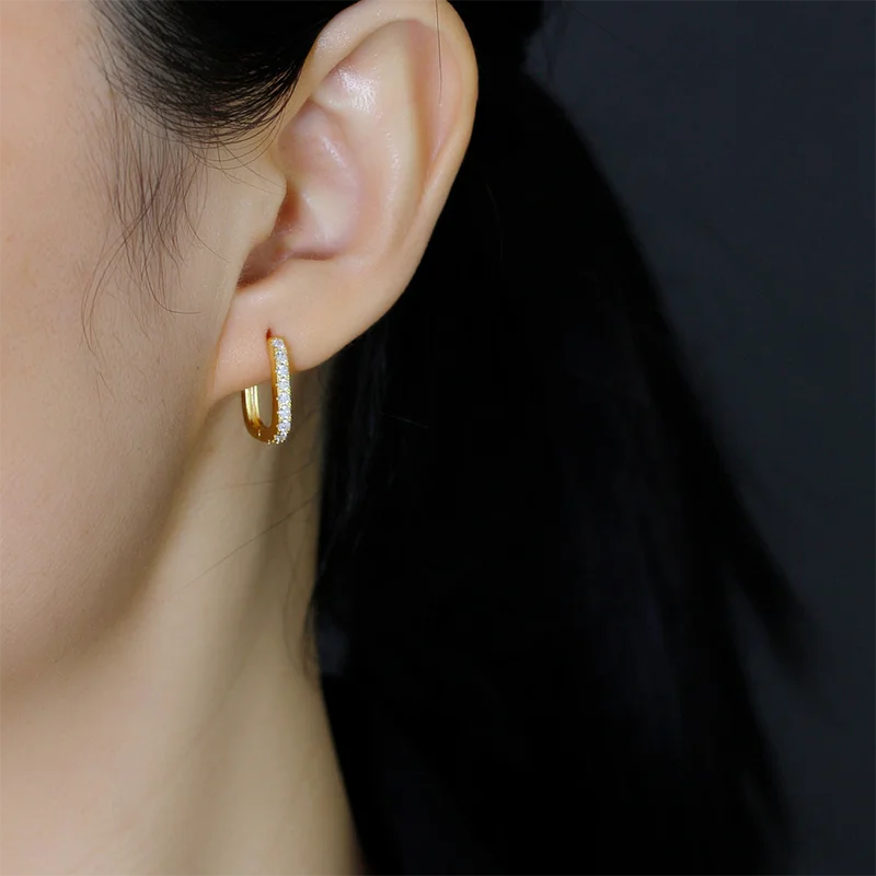Elegante Firkantede Zirconia Hoop Øreringe