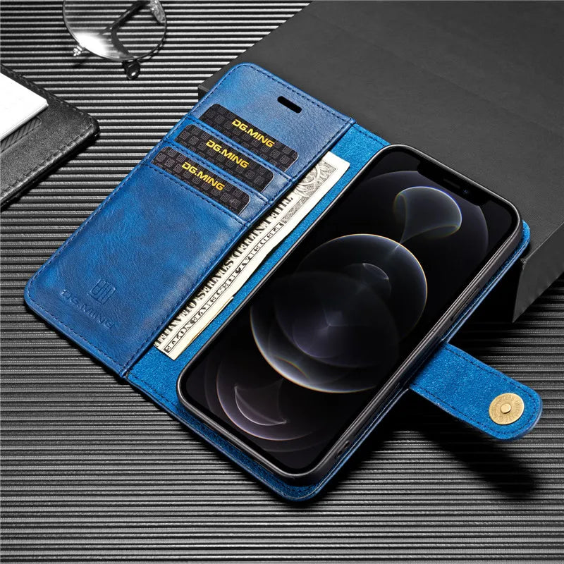 Alsidigt Læderpung iPhone-Etui (iPhone X - iPhone 16 Pro Max)