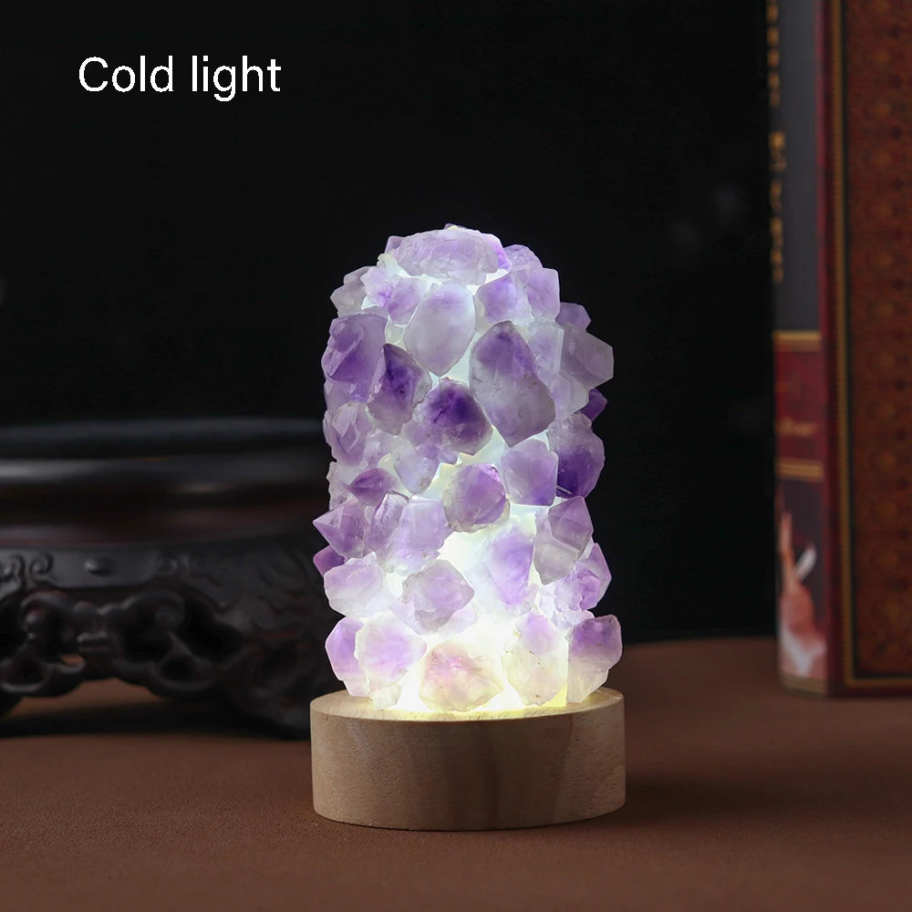 USB Ametyst Krystal Dekorationsnatlampe