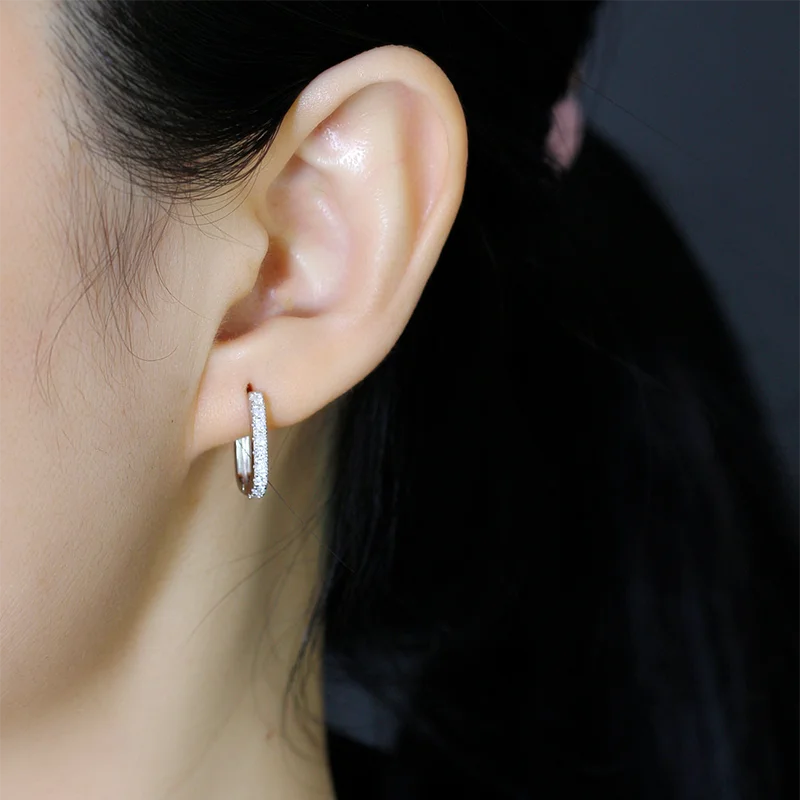 Elegante Firkantede Zirconia Hoop Øreringe