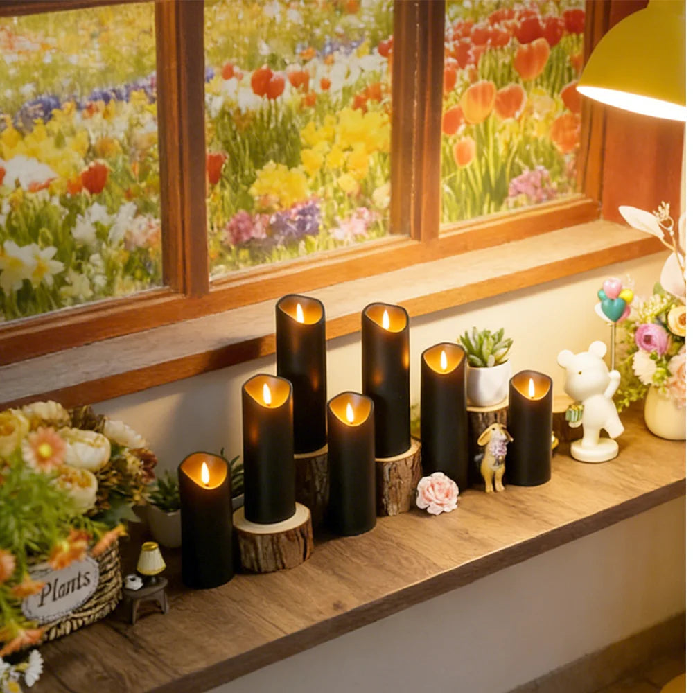 Sæt med 5 Flammefri LED-Lys med Realistiske Flammer