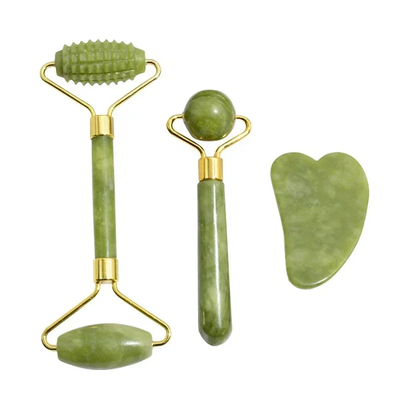 Premium Naturlig Jade Gua Sha-Rulle Til Ansigt Og Hals – Revitalisér, form og berolig din hud med en blid, kølende massage