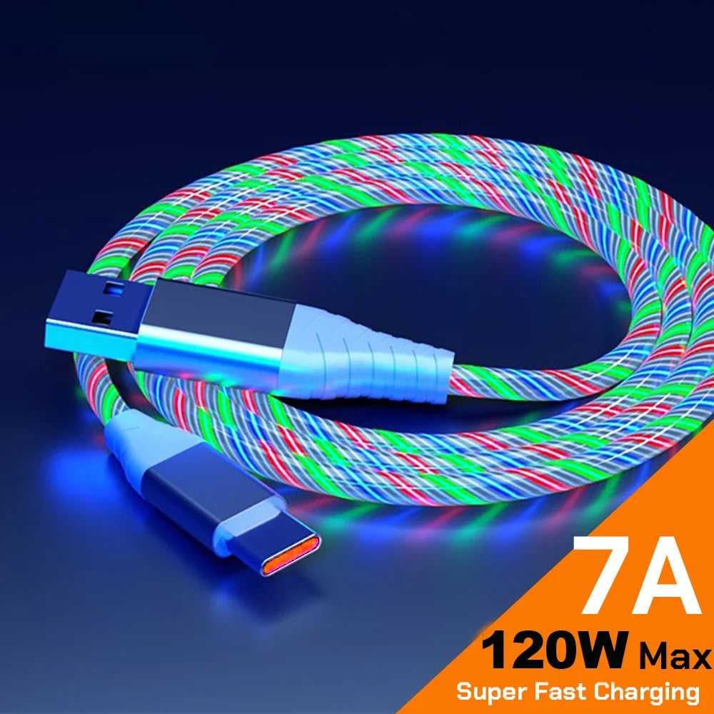 Lysende USB-C og Micro Hurtigopladerkabel