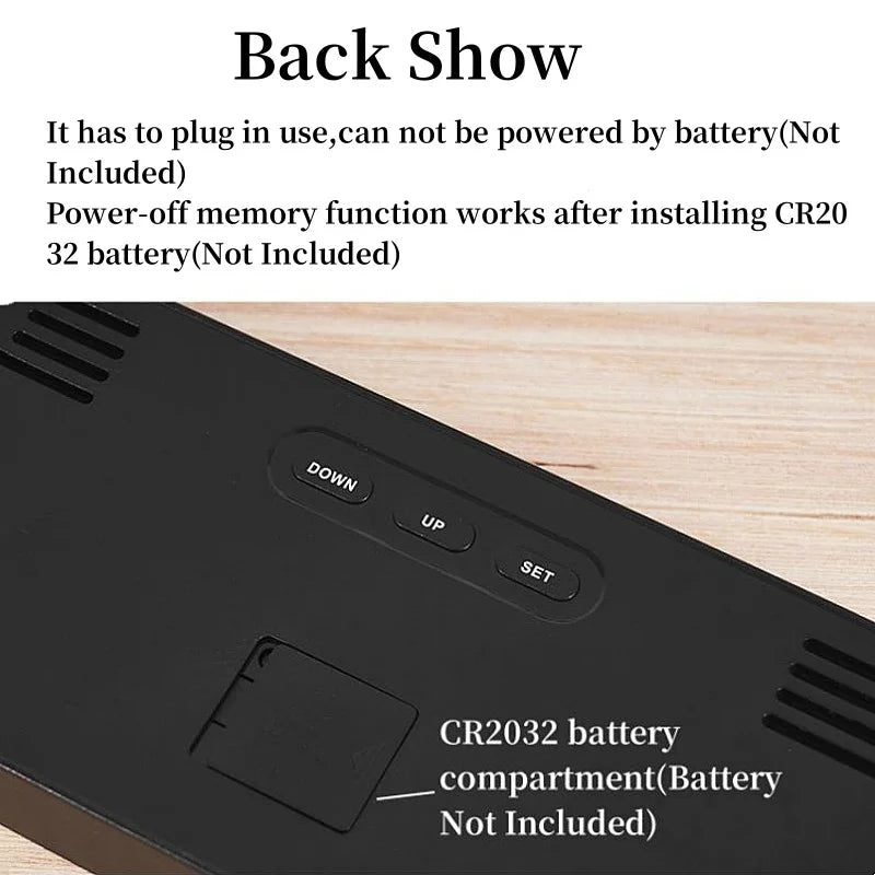 USB Stort LED Digitalt Ur