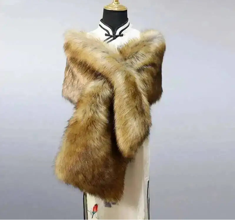 Vintersjal i Imiteret Pels til Kvinder