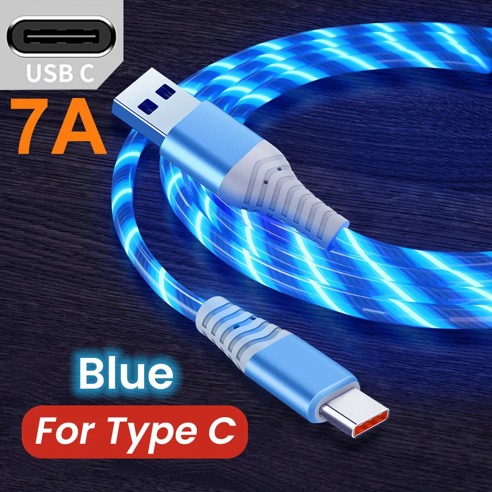 Lysende USB-C og Micro Hurtigopladerkabel