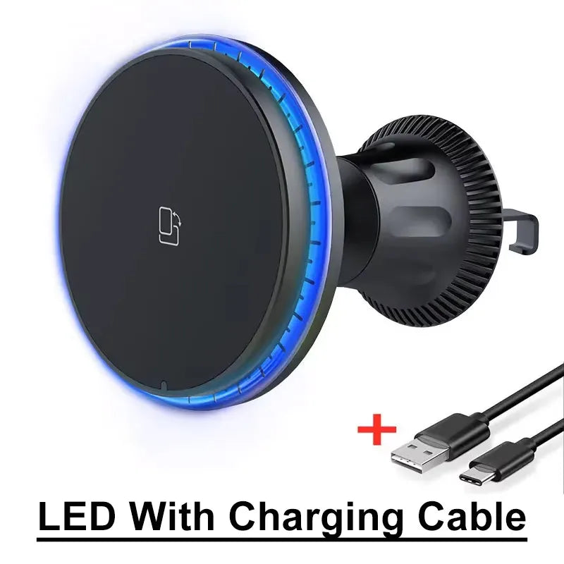 Magnetisk Trådløs Biloplader med Hurtig Opladning og RGB-lys