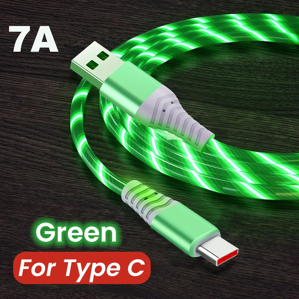 Lysende USB-C og Micro Hurtigopladerkabel