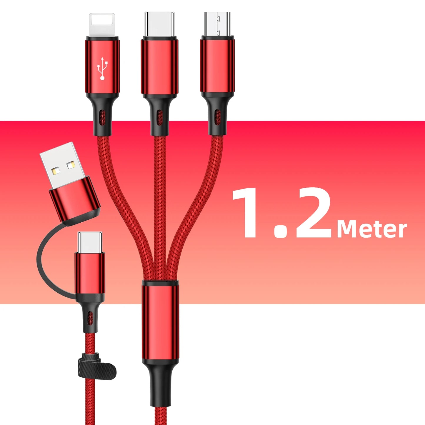 3-i-1 Hurtigopladningskabel 1,2 m