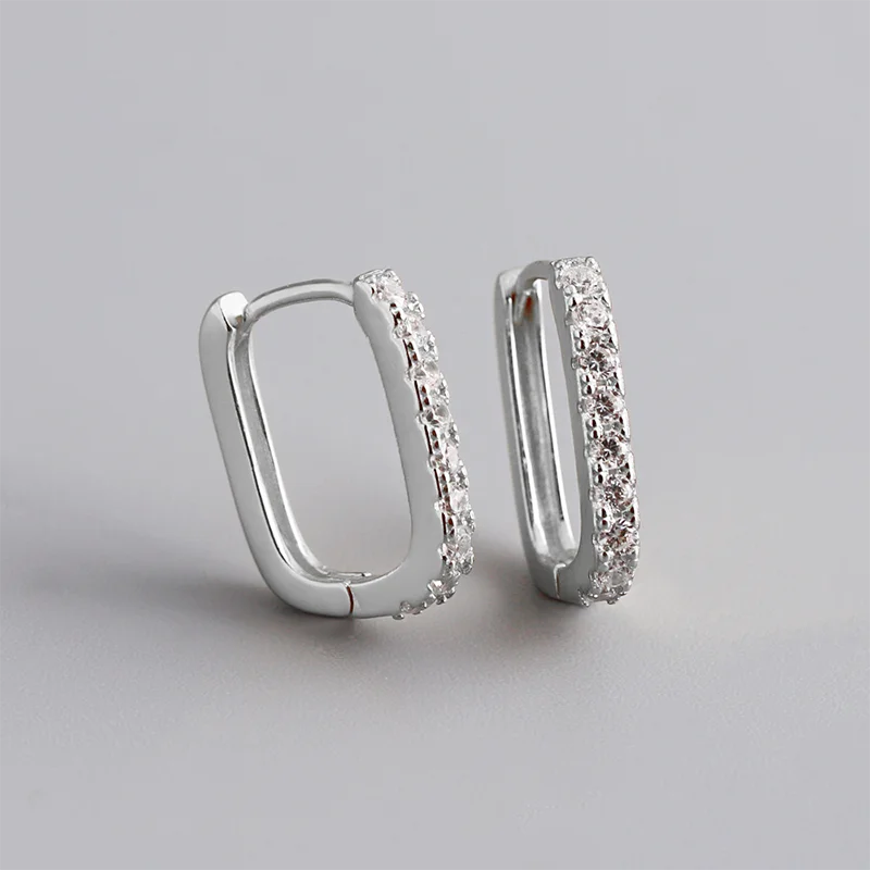 Elegante Firkantede Zirconia Hoop Øreringe