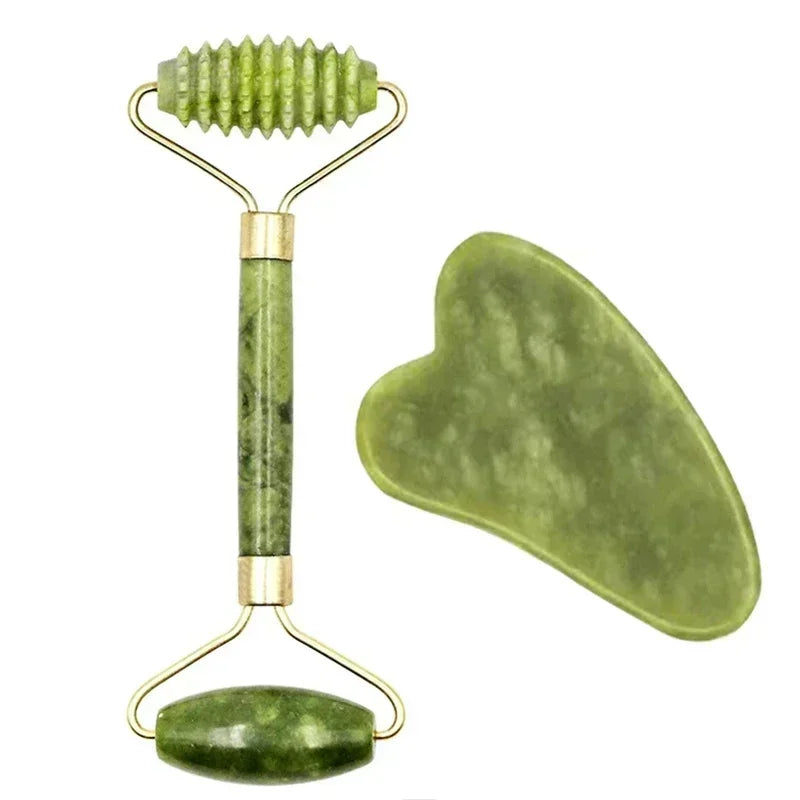 Premium Naturlig Jade Gua Sha-Rulle Til Ansigt Og Hals – Revitalisér, form og berolig din hud med en blid, kølende massage