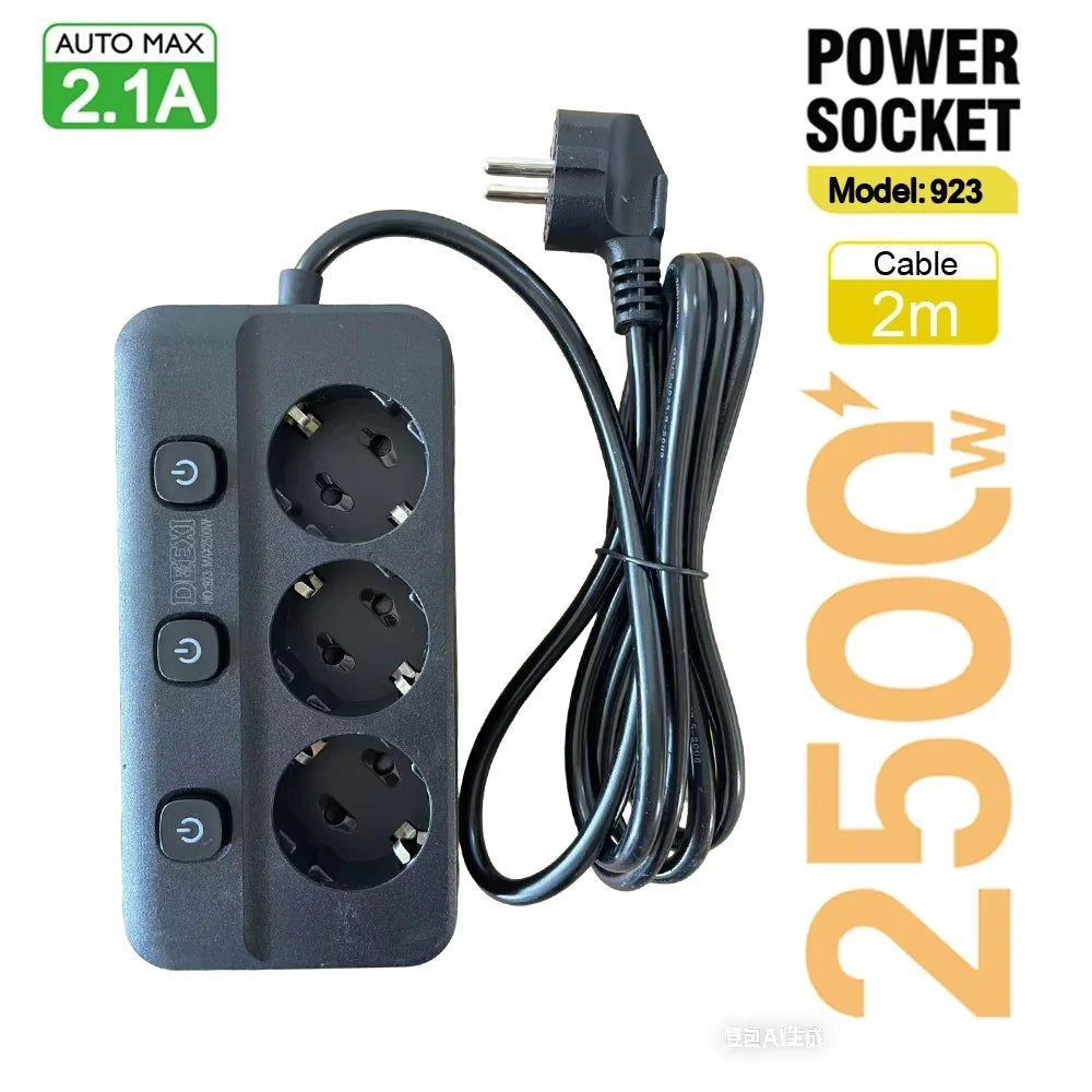 2500W Strømfordeler med AC-stik og Individuelle Kontakter