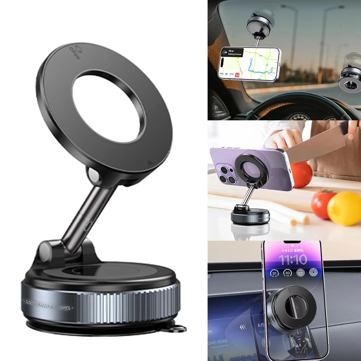 Magnetisk Mobilholder til Bil med Sugekop