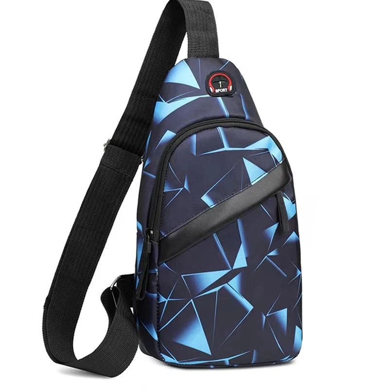 Herre Casual Crossbody Brysttaske med Geometrisk Mønster