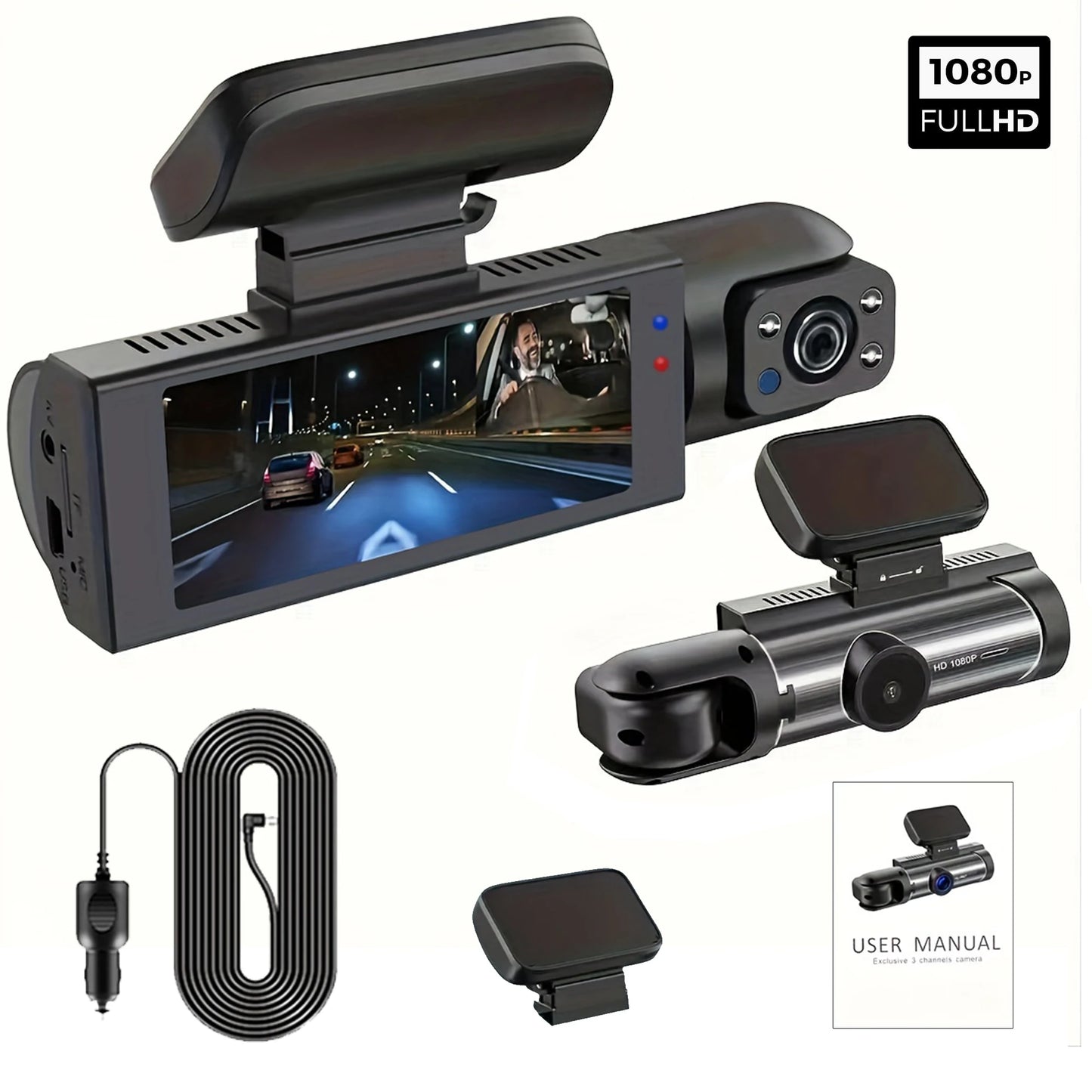 Dual Linse 1080P Bil Dashcam med Indvendig Optagelse