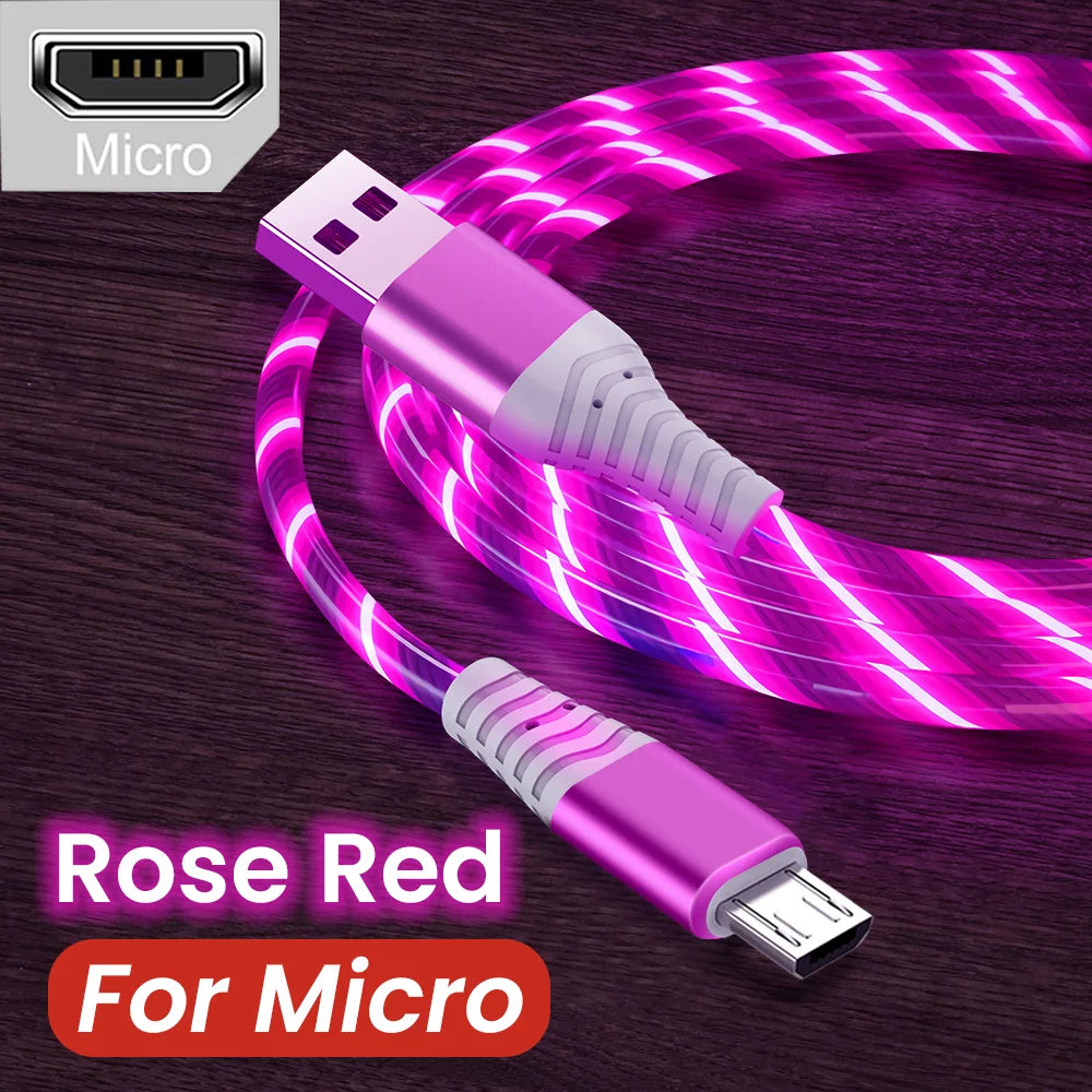 Lysende USB-C og Micro Hurtigopladerkabel