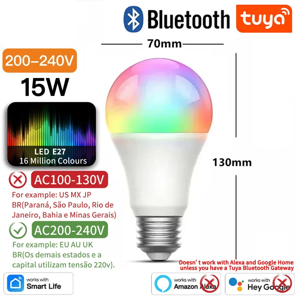 Smart E27 RGB LED-Pære med WiFi og Bluetooth