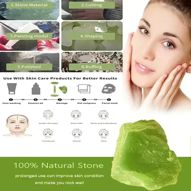 Premium Naturlig Jade Gua Sha-Rulle Til Ansigt Og Hals – Revitalisér, form og berolig din hud med en blid, kølende massage